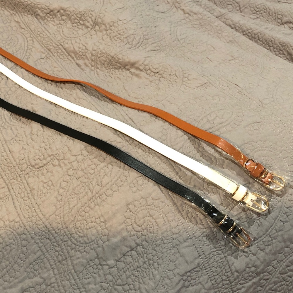 Women's Slim Triple Belt SetBlack, White & Tan, 39”Inches from buckle to end NEW